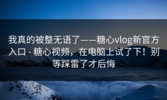 我真的被整无语了——糖心vlog新官方入口 - 糖心视频，在电脑上试了下！别等踩雷了才后悔