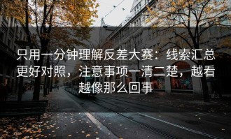 只用一分钟理解反差大赛：线索汇总更好对照，注意事项一清二楚，越看越像那么回事