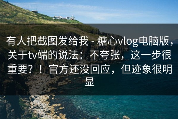 有人把截图发给我 - 糖心vlog电脑版，关于tv端的说法：不夸张，这一步很重要？！官方还没回应，但迹象很明显