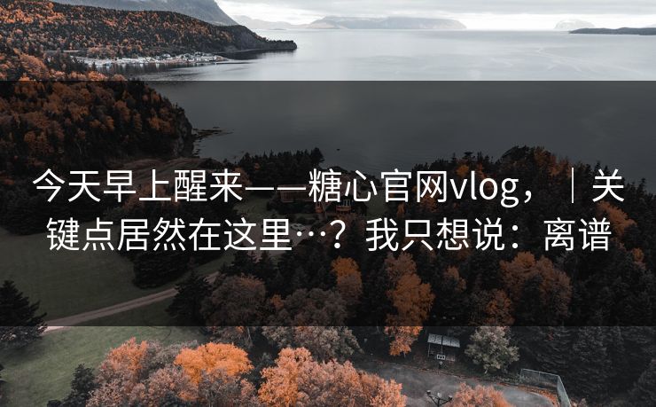 今天早上醒来——糖心官网vlog，｜关键点居然在这里…？我只想说：离谱