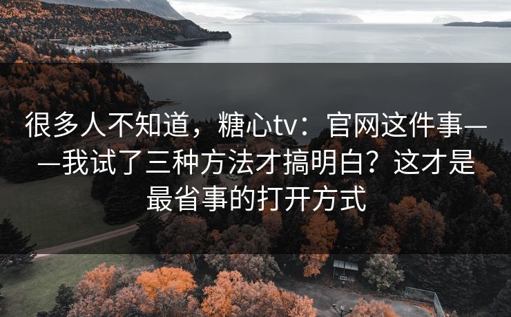 很多人不知道，糖心tv：官网这件事——我试了三种方法才搞明白？这才是最省事的打开方式